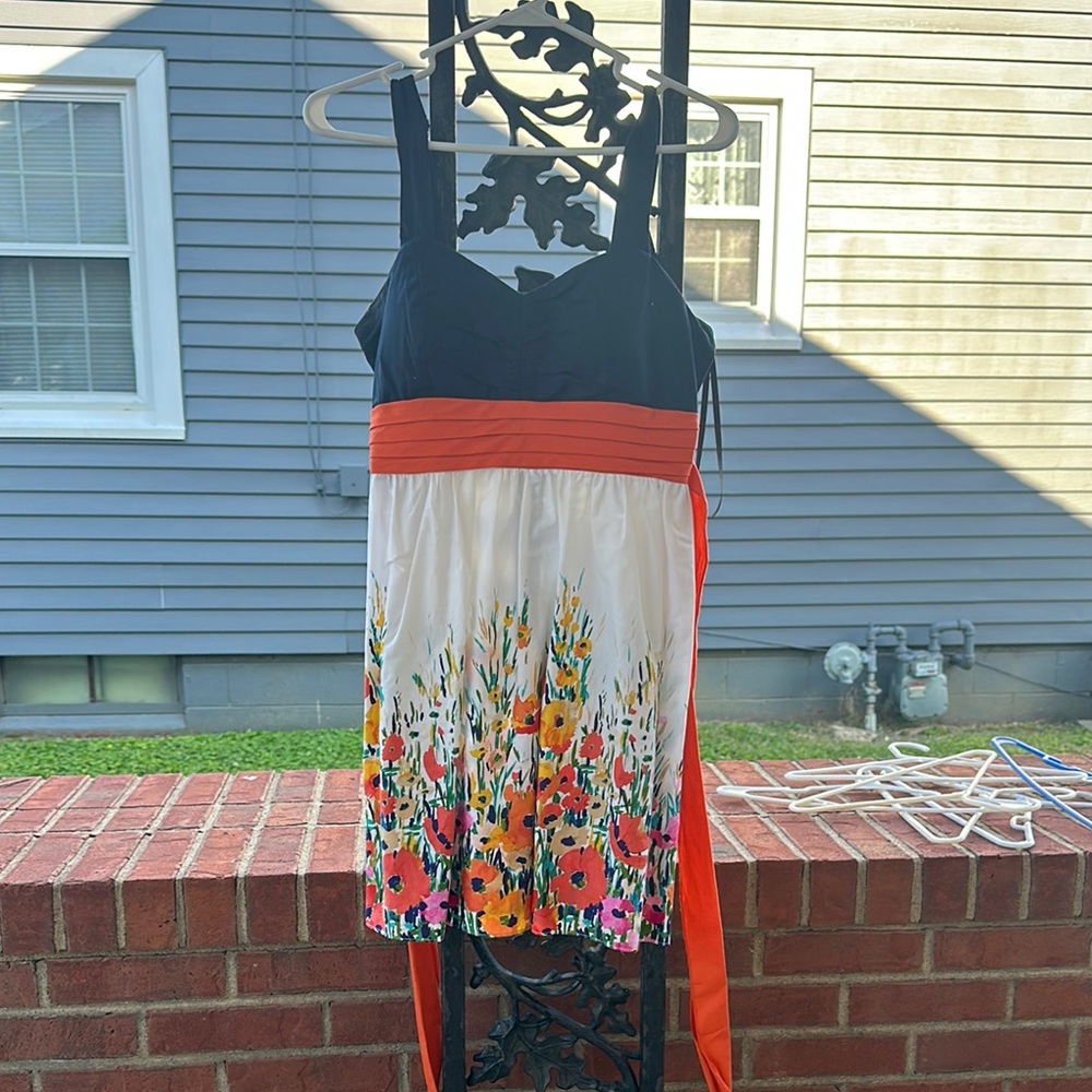 Jodi Kristopher Black and Orange Floral Kids Dress